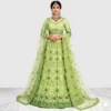 Bridal Style Green Net Lehenga with Sequin Detailing
