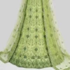 Bridal Style Green Net Lehenga with Sequin Detailing