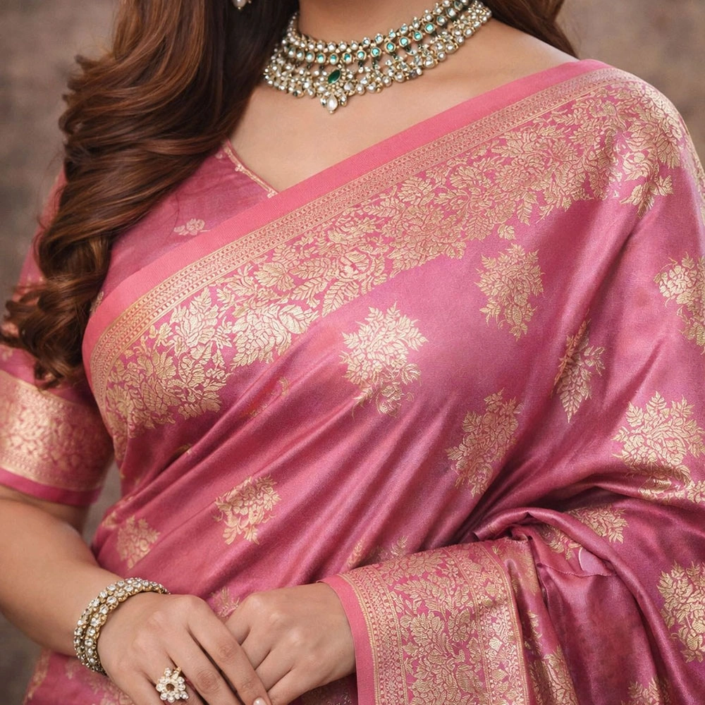 Dark Pink Dhoop Chaon Silk Saree with Rich Finish Traditional Handloom Saree