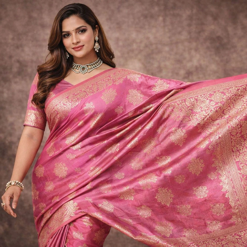 Dark Pink Dhoop Chaon Silk Saree with Rich Finish Traditional Handloom Saree