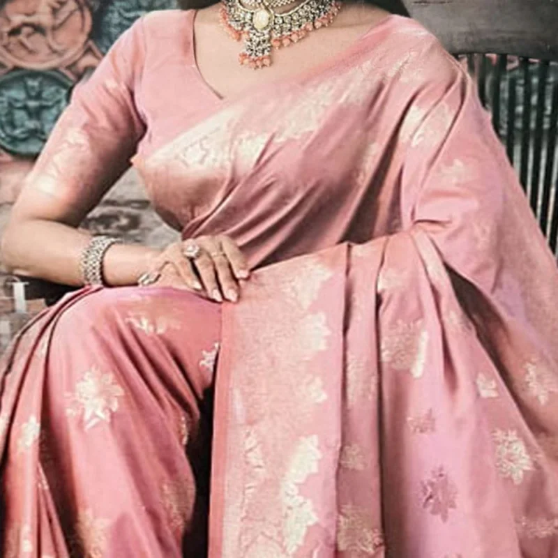 Light Pink Silk Dhoop Chaon Saree with Elegant Dual Tone Shine