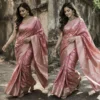 Light Pink Silk Dhoop Chaon Saree with Elegant Dual Tone Shine
