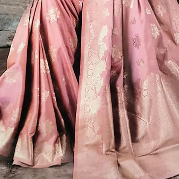 Light Pink Silk Dhoop Chaon Saree with Elegant Dual Tone Shine