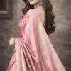 Light Pink Silk Dhoop Chaon Saree with Elegant Dual Tone Shine