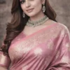 Light Pink Silk Dhoop Chaon Saree with Elegant Dual Tone Shine