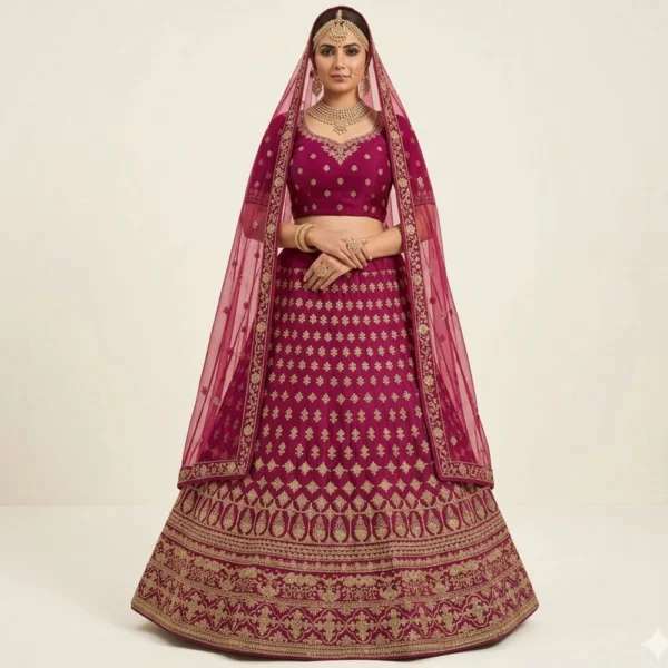 Maroon Floral & Sequin Lehenga Set for Women | Designer Wedding & Festive Wear