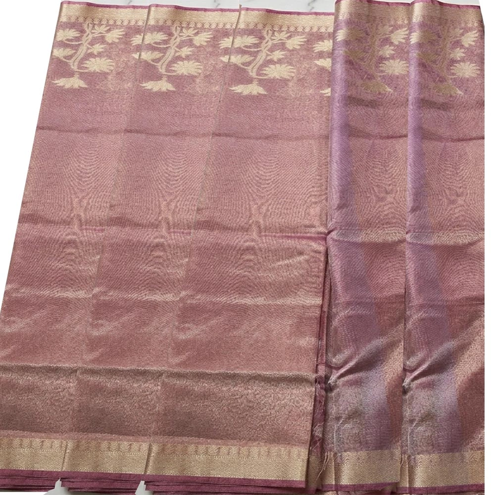 Onion Pink Banarasi Silk Tissue Saree