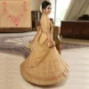 Elegant beige net embroidered lehenga choli with floral zari