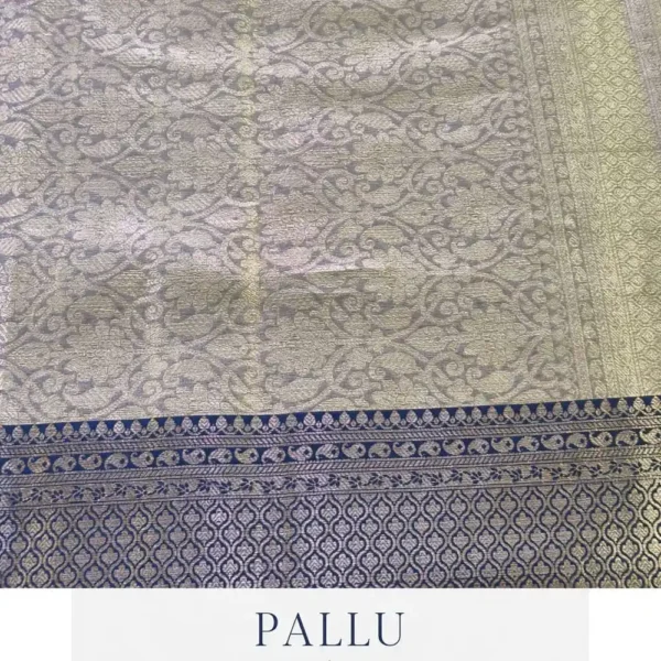 Luxury Banarasi Tissue Brocade Silk Saree in Metallic Gold with Royal Blue Border for Wedding, Party & Festive Wear
