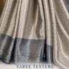 Luxury Banarasi Tissue Brocade Silk Saree in Metallic Gold with Royal Blue Border for Wedding, Party & Festive Wear