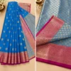 2 Colors Available Banarasi Silk Sarees with Gold Zari | Pushti24