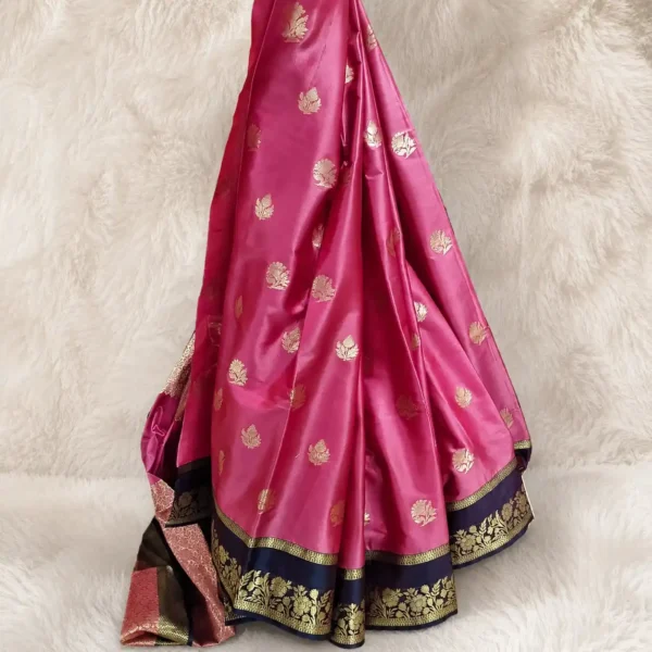 2 Colors Available Banarasi Silk Sarees with Gold Zari | Pushti24